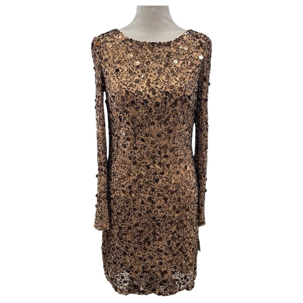 Aidan Mattox Sequin Long Sleeve Beaded Dress Size 10 NWT